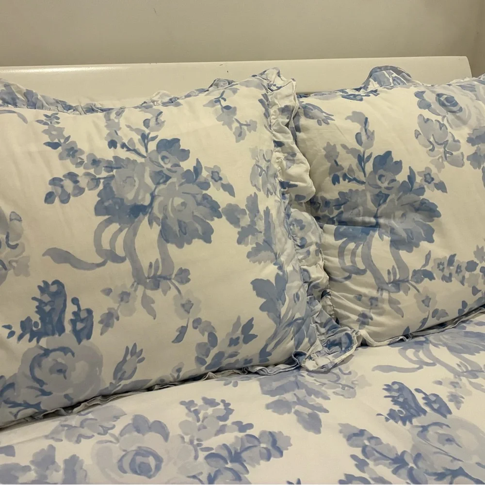 Love Shack Fancy x Pottery Barn Blue Floral Cotton Duvet Cover Set